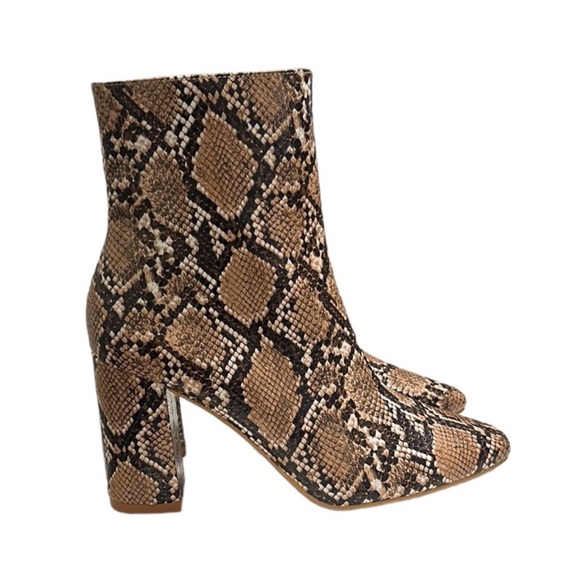 Lulus Shoes - Lulus My Generation Tan Snake High Heel Mid-Calf Boots Size 9
